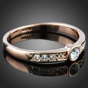 18k Rose Gold Plated Bridal Crystal Ring