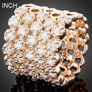 18k Rose Gold Plated Hollow Crystal Ring