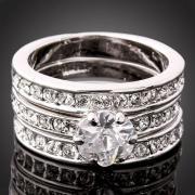18k White Gold Plated Swarovski 3-in-1 Crystal Ring