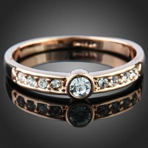 18k Rose Gold Plated Bridal Crystal Ring