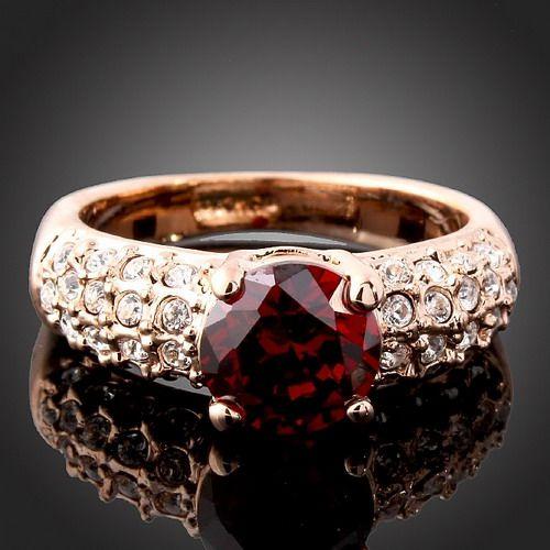 18k Rose Gold Plated Ruby Crystal Ring